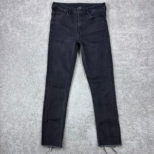 HM Denim Womens 30 Slim Ankle High Waist Jeans Faded Black Raw Hem 0547440 6